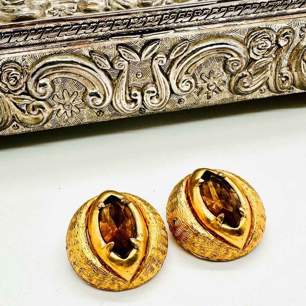 Vintage Dragon Eye Topaz Earrings